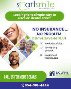 StartSmile financing program advertisement promoting No Insurance - No Problem option, showing diverse group of patients, alternative payment solution for dental care